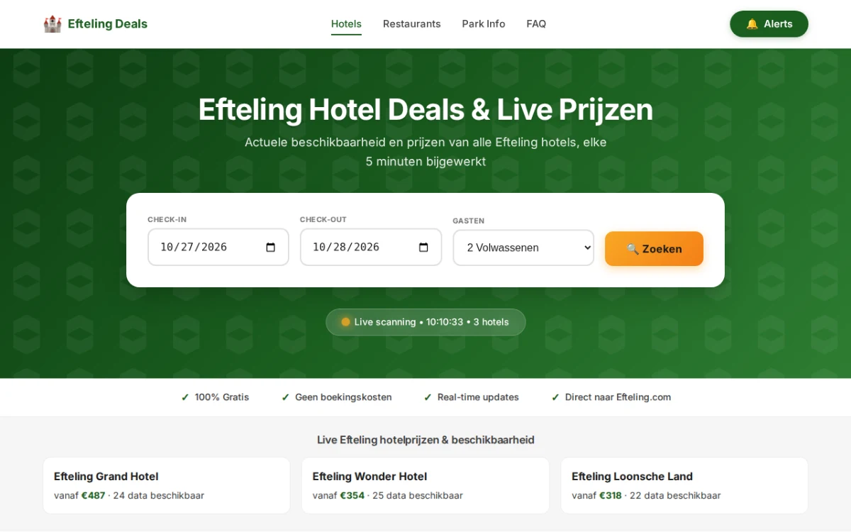 Screenshot of Efteling Hotel Scanner